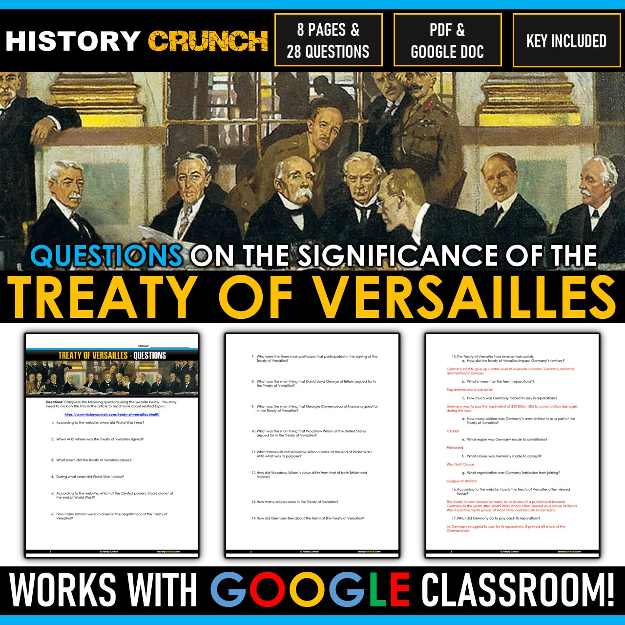 Treaty of versailles dbq answer key