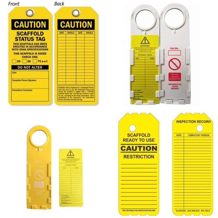 Yellow scaffolding tag packet packaging type