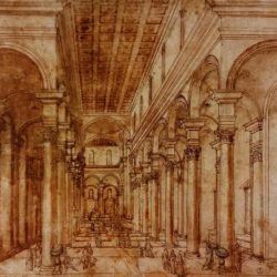 Perspective drawing for church of santo spirito in florence