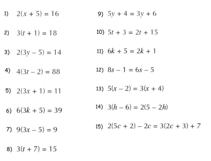 Solving equations with variables on both sides worksheet